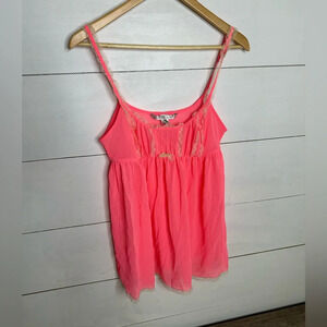 Victoria Secret Hot Pink and Cream Milkmaid Camisole Top - Size Medium